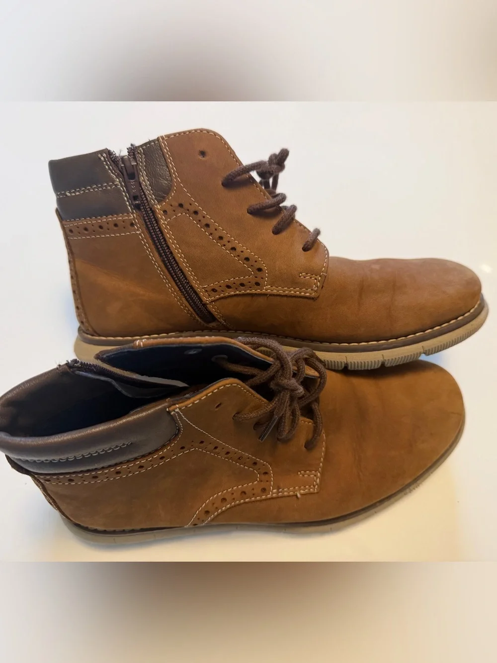 Johnston & Murphy Kids Tan Brown Leather Zip up Boot